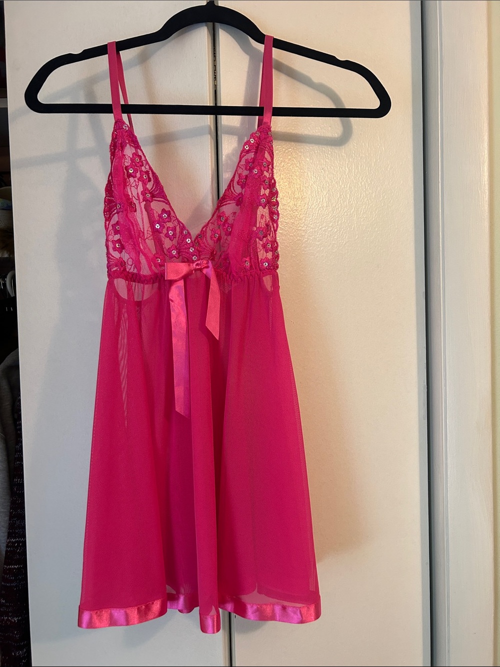 Hot Pink Lace babydoll lingerie